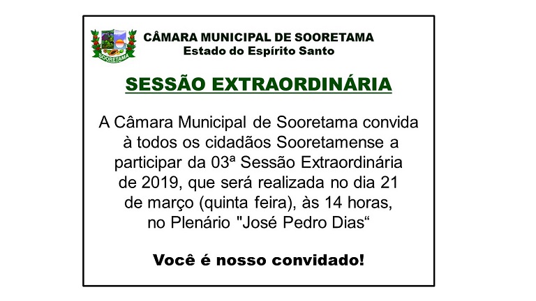 03ª SESSÃO EXTRAORDINÁRIA DE 2019
